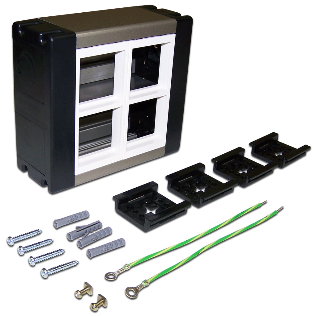 

Блок Lanmaster LAN-WA-WBK2-F45/4 настенный, сдвоенный, на 4 модуля Mosaic 45x45, LAN-WA-WBK2-F45/4