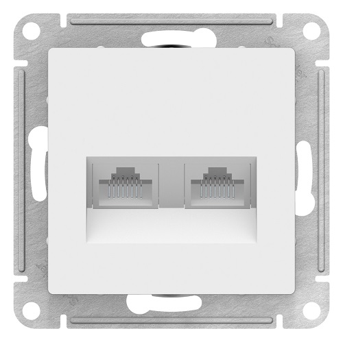 

Розетка Schneider Electric ATN000185 AtlasDesign, двойная, компьютерная, RJ45+RJ45, кат.5E, механизм, белая, ATN000185