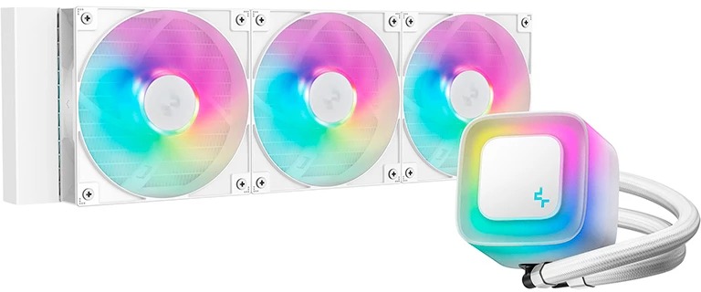 

Система охлаждения жидкостная Deepcool LE360 WH V2 LGA1851/1700/1200/115X/AM5/AM4 (3*120mm ARGB fan, TDP 300W, 500-2100rpm, 75.89CFM, 31.6dBA, 4-pin P, LE360 WH V2