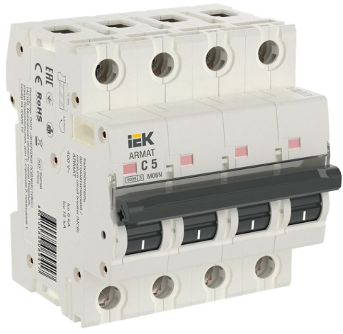 Изображение товара Автоматический выключатель IEK AR-M06N-4-C005 5А IP20 модульный