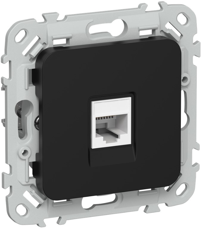 

Розетка компьютерная IEK FI-K12-2-K02 FLITE RJ45 категория 6 UTP РК6-1-0-ФлЧ черный, FI-K12-2-K02