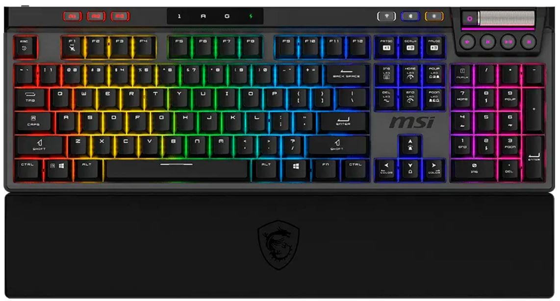 

Клавиатура Wireless MSI STRIKE Pro W Silent S11-43RU210-CLA механическая серый/черный USB BT/Radio Multimedia for gamer LED (подставка для запястий) к, STRIKE Pro W Silent