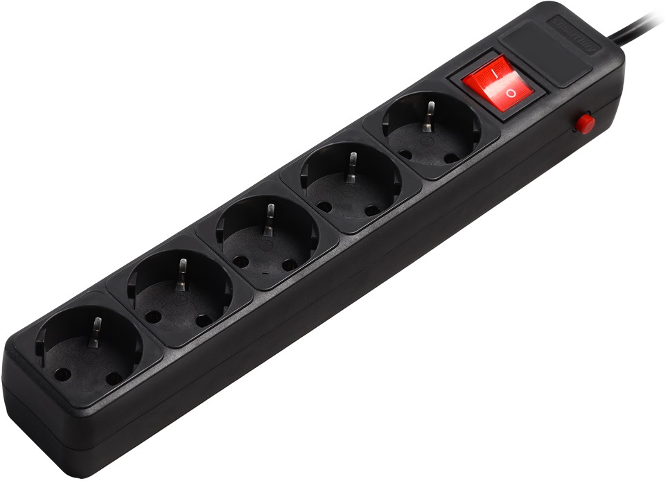 

Сетевой фильтр SmartBuy SBSP-5-18-K 16А, 3500 Вт, 5 гнезд, с з/ш, земля, ПВС 3x1.0 мм², 1,8 м, черный (1/45), SBSP-5-18-K