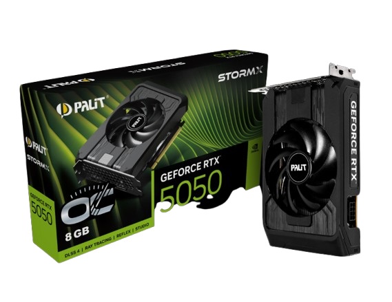 

Видеокарта PCI-E Palit GeForce RTX 5050 STORMX OC (NE65050T19P1-GB2070F) 8GB GDDR6 128bit 5nm 2617/2000MHz HDMI 3*DP, GeForce RTX 5050 STORMX OC (NE65050T19P1-GB2070F)