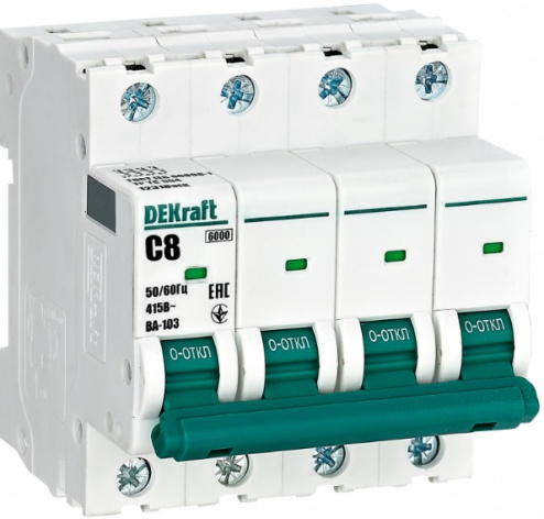 Изображение товара Автоматический выключатель DEKraft 12318DEK, 8 А, 415 В