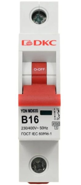 Изображение товара Автоматический выключатель DKC MD63S-1PB16 для защиты электросетей 16 А