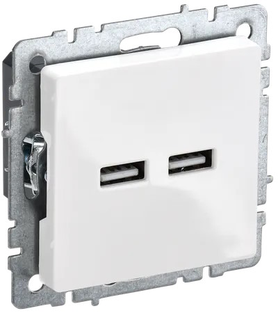 

Розетка IEK BR-U21-D31-K01 BRITE USB A+A 3.1А РЮ10-1-БрБ белая, BR-U21-D31-K01