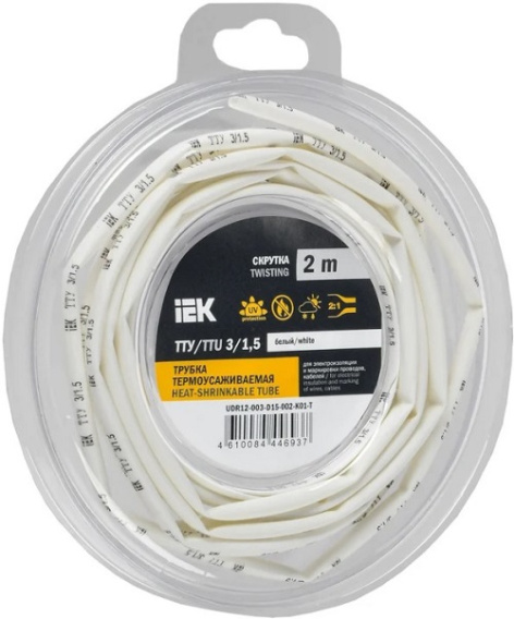 Изображение товара Термоусадочная трубка IEK UDR12-003-D15-002-K01-T 2 м для электромонтажа