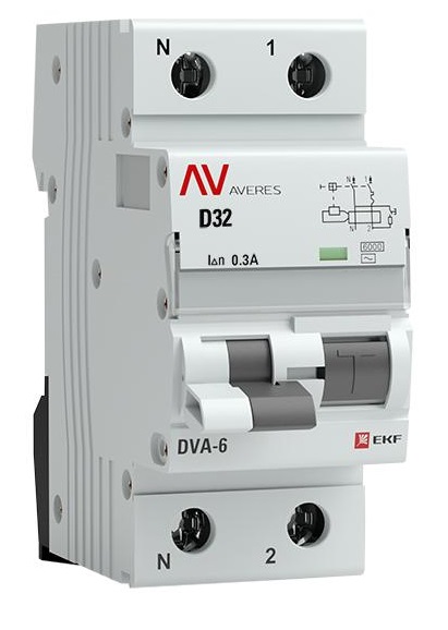 

Автомат дифференциальный EKF rcbo6-1pn-32D-300-ac-av DVA-6 1P+N 32А (D) 300мА (AC) 6кА AVERES, rcbo6-1pn-32D-300-ac-av