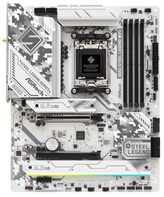 

Материнская плата ATX ASRock B650 STEEL LEGEND WIFI (AM5, B650, 4*DDR5 (7200), 2*SATA, 3*M.2, 5*USB 3.2, 2*USB 2.0, USB Type-C, 2*PCIe x16, HDMI, DP), B650 STEEL LEGEND WIFI