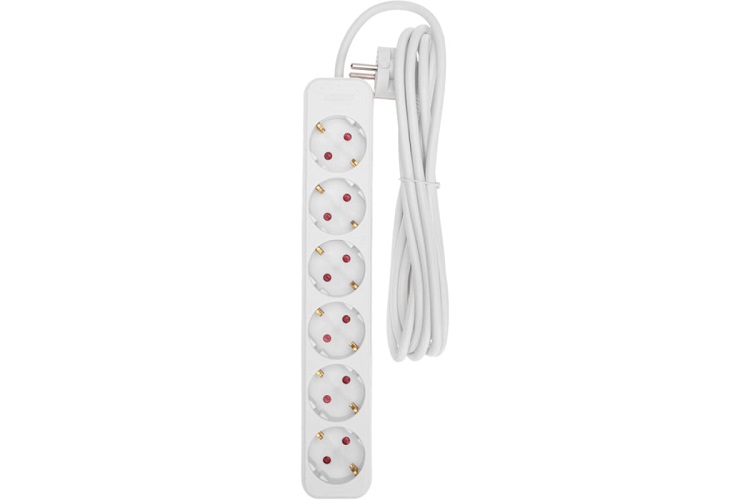 

Удлинитель Rexant 13-4029 STANDARD 5 гнезд, 3м, 3х1,0мм2, с/з, белый, 13-4029