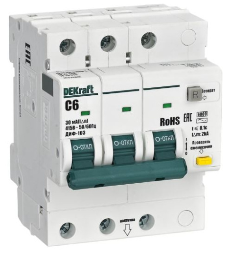 Изображение товара Автомат DEKraft 16372DEK 6 А 415 В C 30 мА