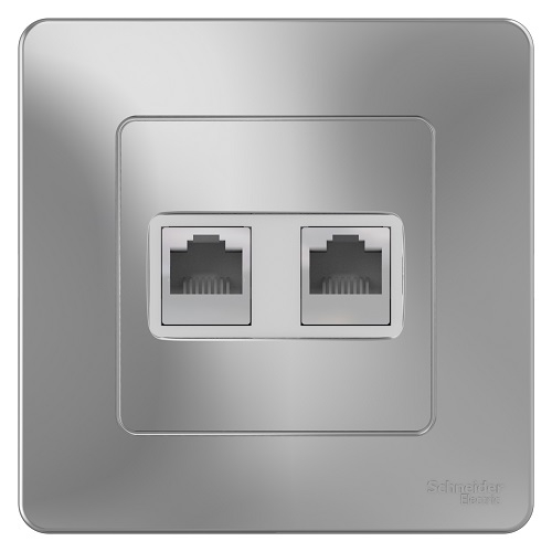 

Розетка Schneider Electric BLNIS045113 2-ая КОМП/ТЛФ, RJ45+RJ11 Алюминий внутр, BLNIS045113