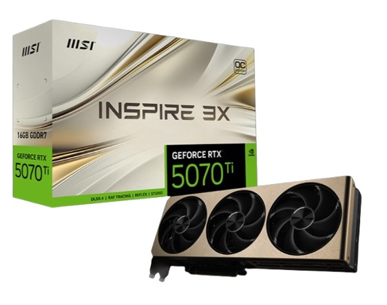 Изображение товара Видеокарта MSI GeForce RTX 5070 TI INSPIRE 3X OC PLUS (RTX 5070 Ti 16G INSPIRE 3X OC PLUS)