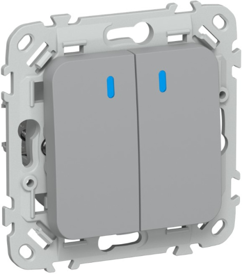 Изображение товара Выключатель двухклавишный с подсветкой IEK FI-V20-1-10-1-K03