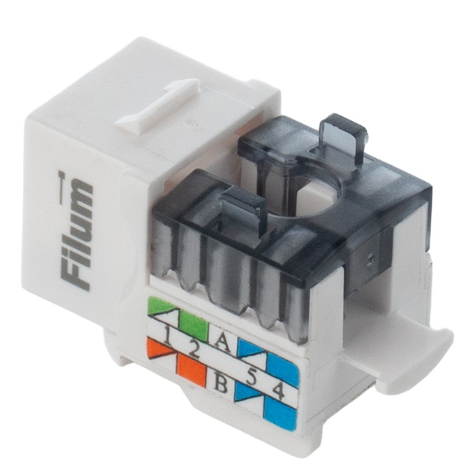 

Модуль Keystone RJ45 UTP Filum FL-KJ-U6A-WT-90 Cat 6A, Dual IDC (110/KRONE), 90 градусов, белый, FL-KJ-U6A-WT-90