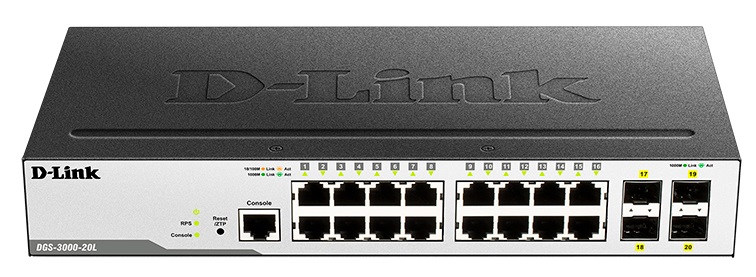 

Коммутатор D-link DGS-3000-20L/B1A 16xUTP 100/1000, 4xSFP Gigabit, L2, DGS-3000-20L/B1A