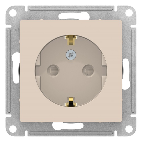 

Розетка Schneider Electric ATN000245 AtlasDesign, с заземлением, со шторками, 16А, механизм, бежевая, ATN000245