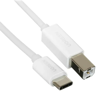 

Кабель UGREEN US241 40417_ USB-C/USB 2.0, для подключения ноутбука, ПК к сканеру, принтеру, серверу, факсу, жесткому диску, фотоаппарату, 1.5м, white, US241