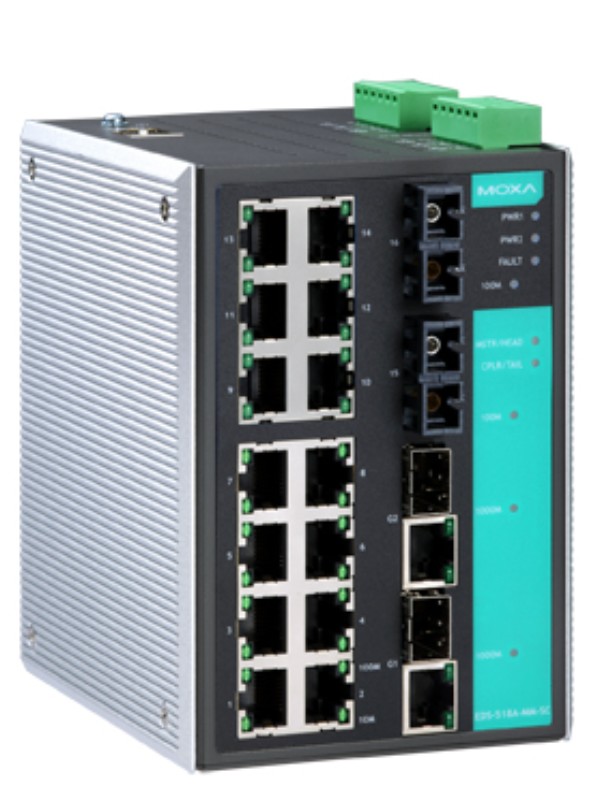 

Коммутатор управляемый MOXA EDS-518A-MM-SC 14x10/100 BaseTx, 2x100 BaseFx multi mode, SC, 2x10/100/1000 BaseTx, EDS-518A-MM-SC