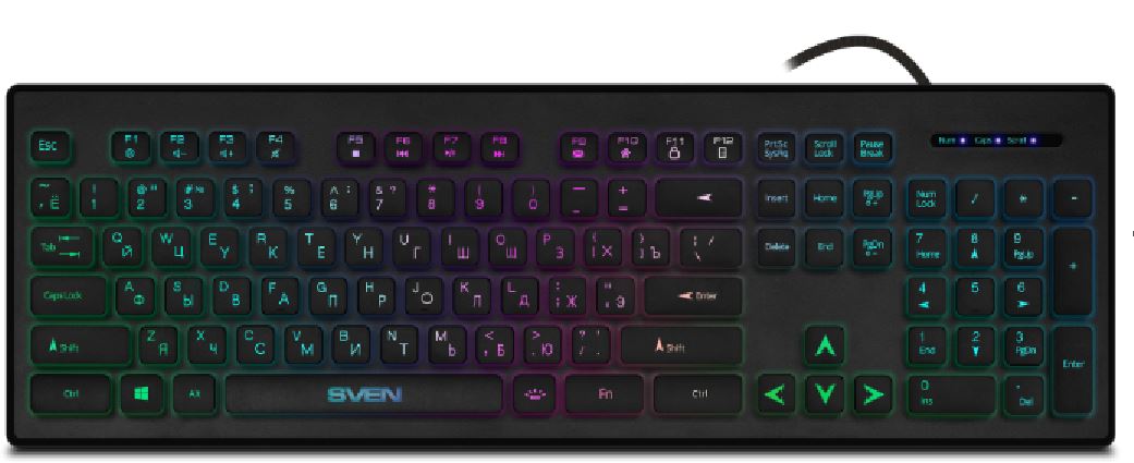 

Клавиатура Sven KB-C7500EL SV-020804 (104кл, подсветка ), KB-C7500EL