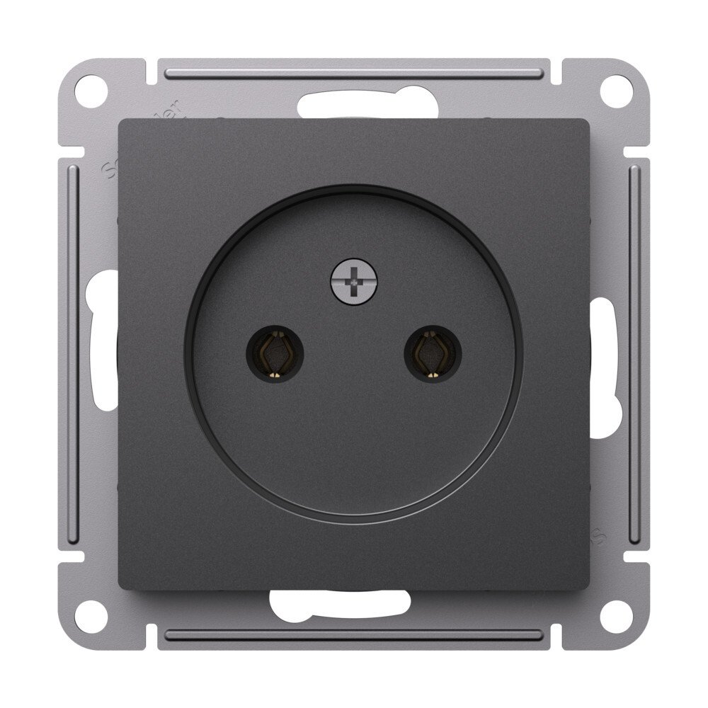 

Розетка без заземления Systeme Electric ATN001441 AtlasDesign без шторок, 16А, механизм, базальт, ATN001441