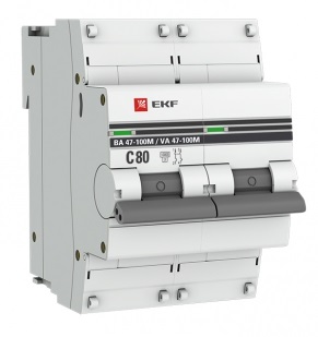 

Автоматический выключатель EKF mcb47100m-2-80C-pro Авт. выкл. 2P 80А (C) 10kA ВА 47-100M без тепл. расцепит. PROxima, mcb47100m-2-80C-pro