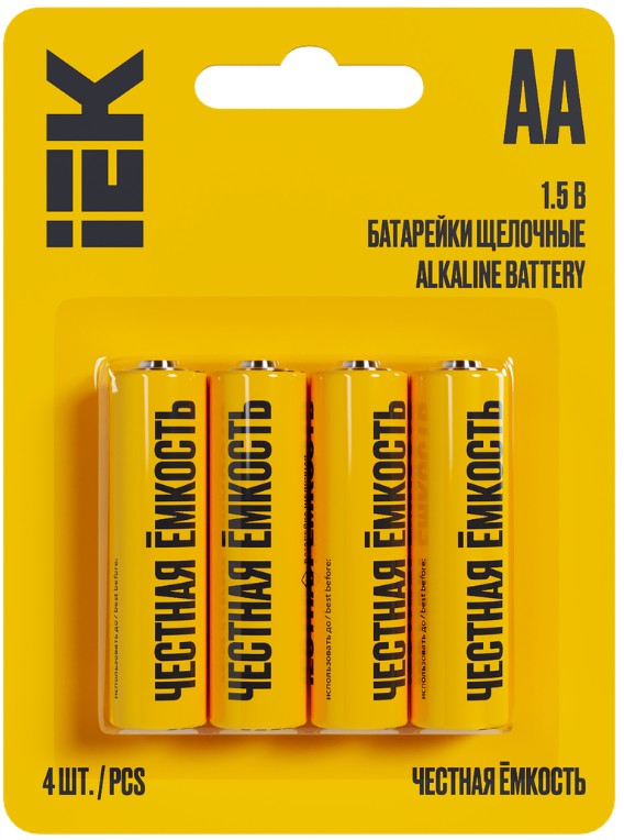 

Батарейка IEK ABT-LR06-OP-L04 щелочные Alkaline LR06/AA (4шт/блистер), ABT-LR06-OP-L04