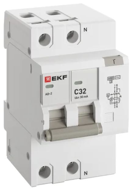 

Автомат дифференциальный EKF DA2-6-32-30-pro АД-2 2Р 32А характеристика C 30мА тип АС электронный 6кА PROXIMA, DA2-6-32-30-pro