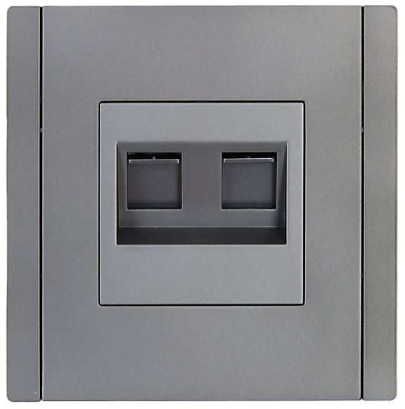 

Розетка компьютерная двойная IEK FP-K20-2-K46 FORTE&PIANO RJ45 кат.6 FP534 сталь, FP-K20-2-K46