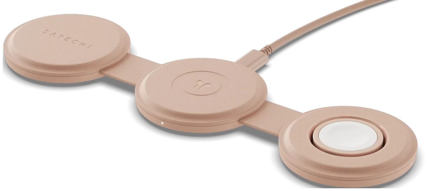 

Зарядное устройство беспроводное Satechi ST-QTG31R Qi2 OntheGo 3-in-1, нежно-розовый, ST-QTG31R