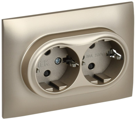 Изображение товара Розетка двухместная с заземлением IEK SK-R24-16-K37-F для безопасного электропитания