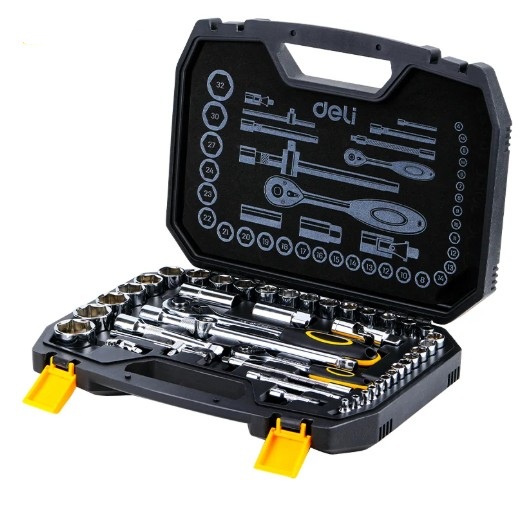 

Набор ключей Deli DL1044 и торцевых головок 44 предмета 1/2"+1/4", сталь Cr-V, комплектация: торцевые головки (1/4" 4-14мм, 1/2" 8-32мм), 10 удлинител, DL1044