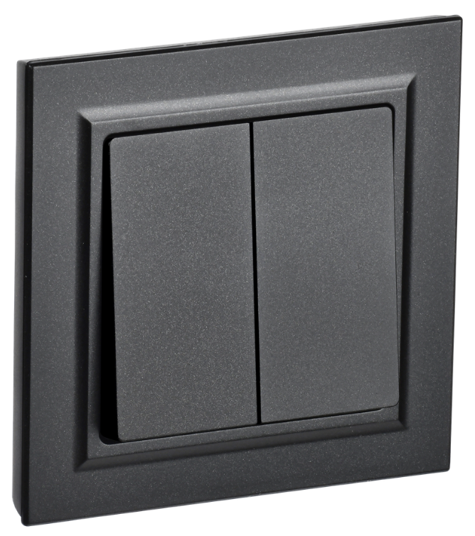 

Выключатель двухклавишный в сборе IEK BR-V20-0-10-K02-F BRITE 10А ВСР10-2-0-БрЧ Черный, BR-V20-0-10-K02-F