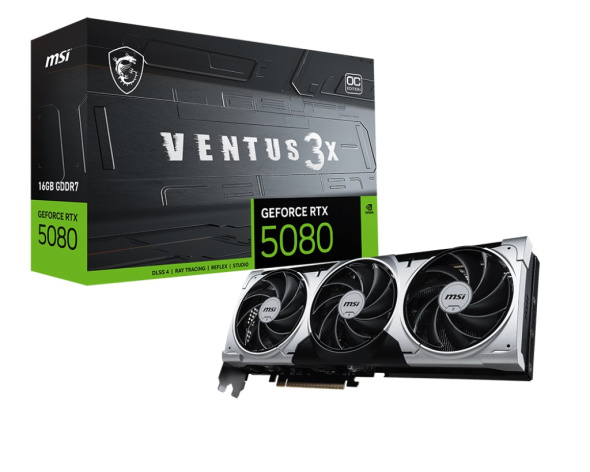 Изображение товара Видеокарта MSI GeForce RTX 5080 VENTUS 3X OC PLUS (RTX 5080 16G VENTUS 3X OC PLUS)
