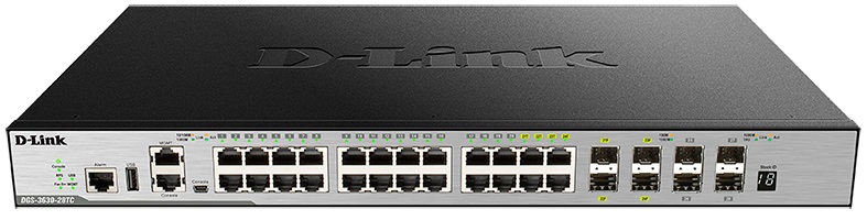 Коммутатор управляемый D-link DGS-3630-28TC/A1ASI 20х10/100/1000Base-T, 4х10/100/1000Base-T/SFP, 4х10GBase-X SFP+, Standard Image