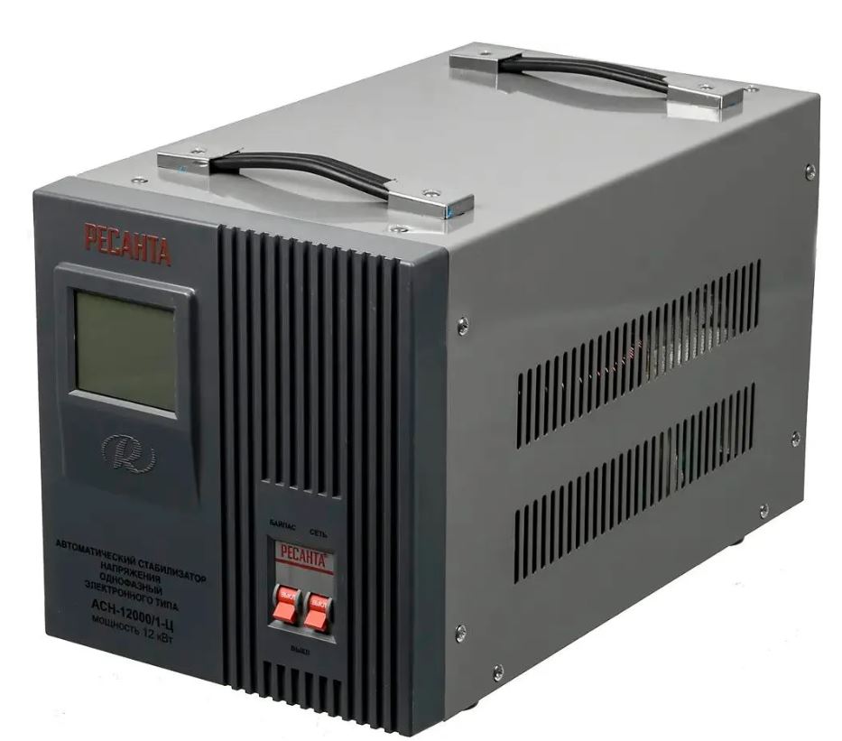 

Стабилизатор Ресанта 63/6/10 АСН-12000/1-Ц мощность 12000 Вт; вх/вых напряжение 140-260 В/202-238 В; скор стабилизации 35 В/с; точн стабилизации 8%, 63/6/10