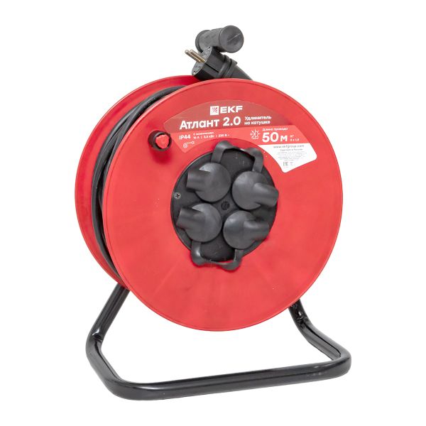 

Удлинитель на катушке EKF UKA02-16-315R-4-50-IP44 "Атлант 2.0" 4 гнезда 50м с заземлением КГ 3*1,5 16А/3,5кВт IP44 PROxima, UKA02-16-315R-4-50-IP44