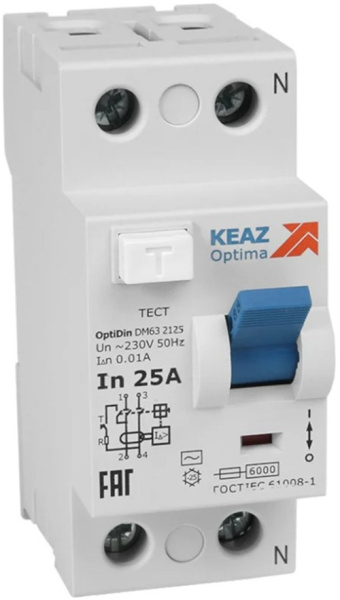 Изображение товара Автоматический выключатель дифф. тока КЭАЗ 254176 2 полюса 40 А 30 мА