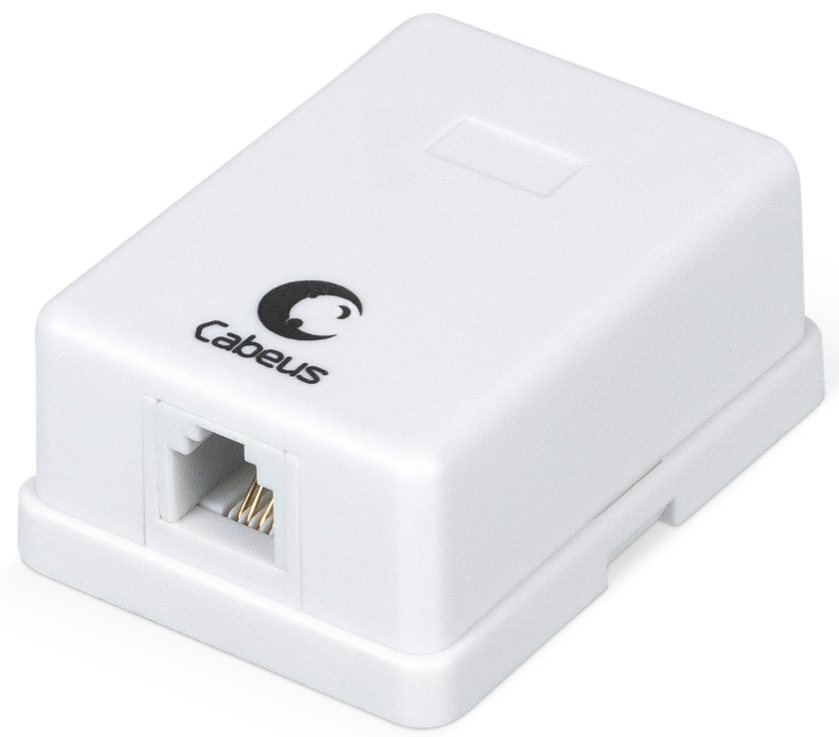 

Розетка Cabeus WS-6P4C-TEL-1 телефонная RJ-12(6P4C), одинарная, внешняя, белая, WS-6P4C-TEL-1