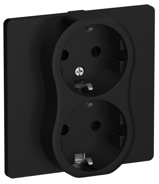 

Розетка двухместная с заземлением IEK FI-R21C-16-K02 FLITE без защитных шторок 16А РС12-0-К-ФлЧ черный, FI-R21C-16-K02