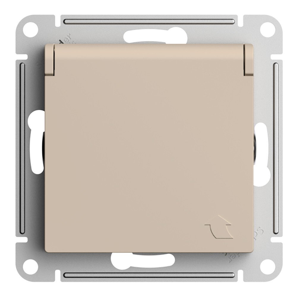 

Розетка с заземлением Systeme Electric ATN001246 AtlasDesign со шторками с крышкой, 16А, IP20, механизм, Песочный, ATN001246