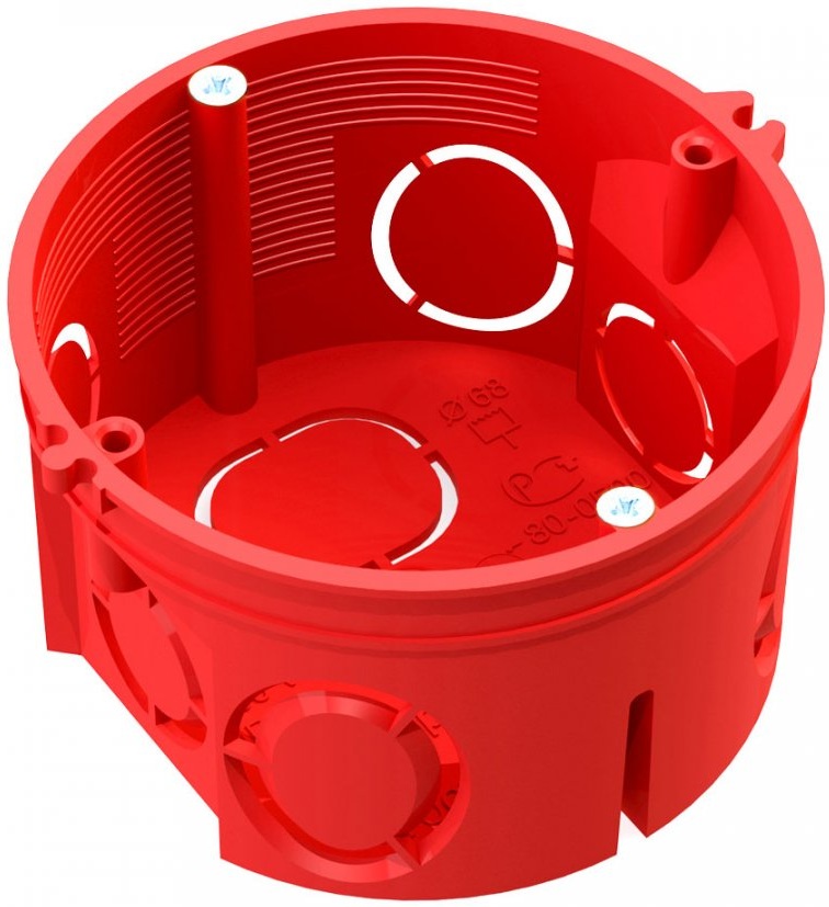 

Коробка установочная Промрукав 80-0501С безгалогенная (HF) 68х42 с саморезами без соединителя, 80-0501С