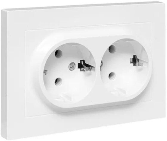 Изображение товара Розетка двухместная с заземлением в сборе EKF UP1-SOW-210