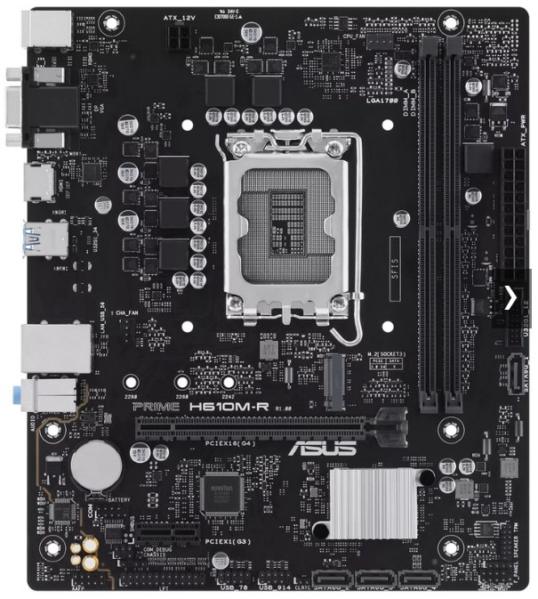 

Материнская плата mATX ASUS PRIME H610M-R-SI (LGA1700, H610, 2*DDR5 (5600), 4*SATA 6G, M.2, 2*PCIE, Glan, VGA, HDMI, DP, 2*USB 3.2, 2*USB 2.0), PRIME H610M-R-SI