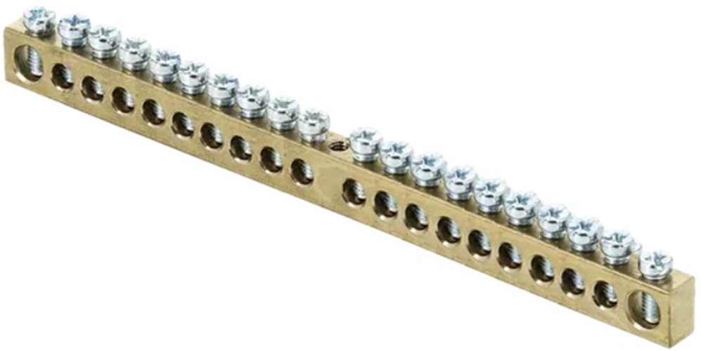 

Шина EKF sn0-63-20 PEN "ноль-земля" (6x9мм) 20 отв. латунь крепеж по центру, sn0-63-20