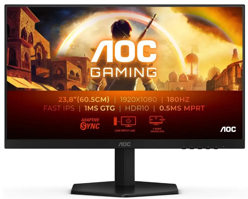 

Монитор 23,8" AOC 24G42E 1920x1080 WLED, 16:9, IPS, 300cd, 1000:1, 1ms(GtG), 178/178, DP, HDMI, audio, 180Hz, tilt, VESA, black, 24G42E