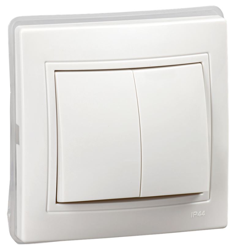 

Выключатель двухклавишный IEK KV-V20-10-44-K01 KVARTA 10А IP44 ВС10-2-0-КБ-44 белый, KV-V20-10-44-K01