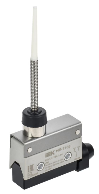 

Микропереключатель концевой IEK KKV12-7166-1-64 МП-7166 пружинный стержень с диэлектриком IP40, KKV12-7166-1-64