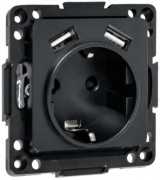 фото Розетка с заземлением с 2 USB EKF EZR16-2USB-typeA